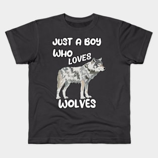 a boy who love wolves Kids T-Shirt